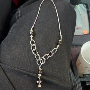 Elegant Silver and Black Beaded Necklace